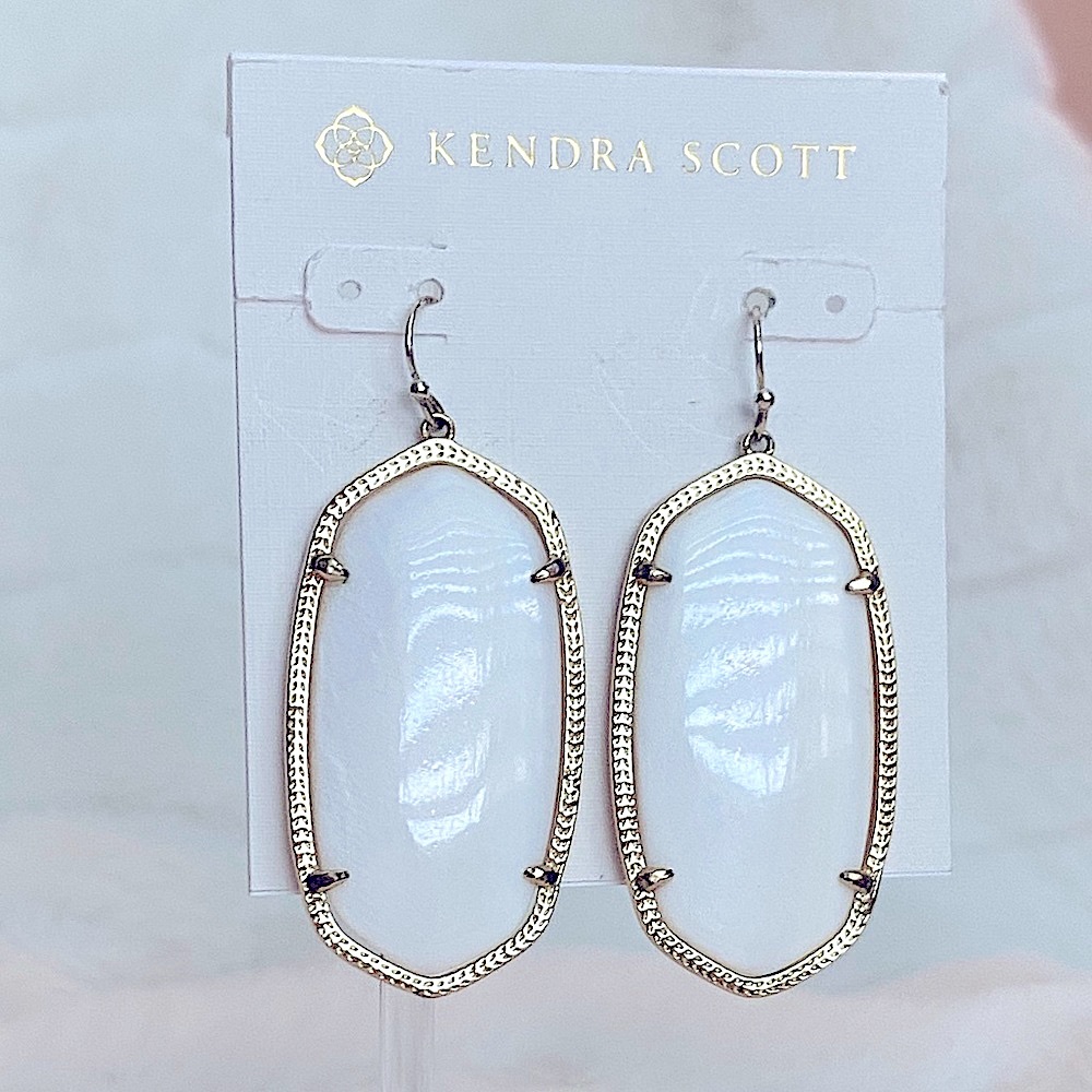 Kendra Scott Danielle Gold Statement In White Ivory Mother-Of-Pea…